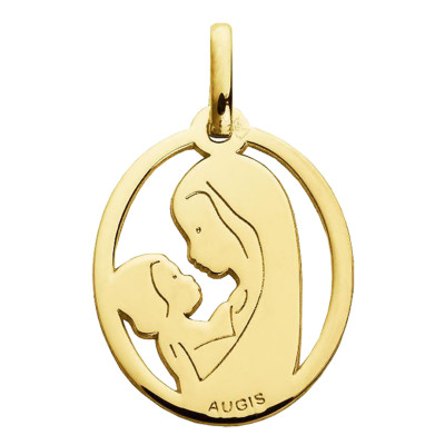 Médaille Ajourée Vierge Maternité, Or Jaune 750, 19x15mm - Augis