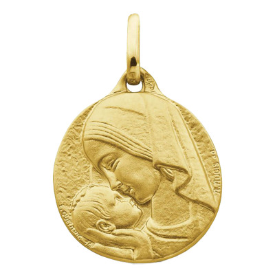 Médaille Vierge et l'Enfant, Or Jaune 750, 16 ou 18mm - Augis