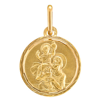 Médaille Saint Christophe au liseré, Or jaune, 16mm - Lucas Lucor