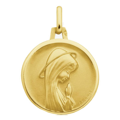 Médaille Vierge Auréole En Prière, Or Jaune 375, 16mm - Augis
