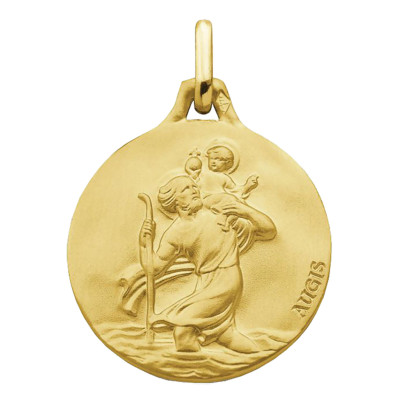 Médaille Saint Christophe de Lycie, Or jaune 750, 16 à 20mm - Augis