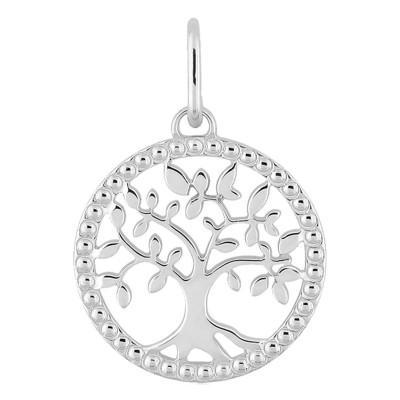 Médaille Arbre de Vie Perlée, Or blanc 750, 12mm - Emanessence