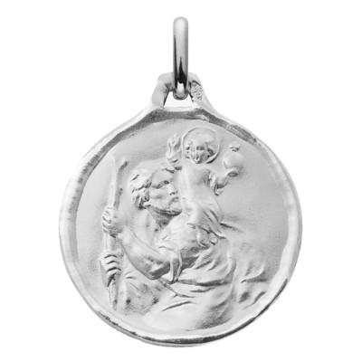 Médaille Saint Christophe, Or blanc 750, 18mm - Augis