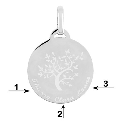 Médaille Arbre de vie gravable, Argent, 22mm - Lumiosa