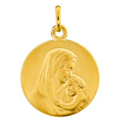 Médaille Vierge à l'Enfant, Or jaune 750, 15 ou 17mm - Emanessence