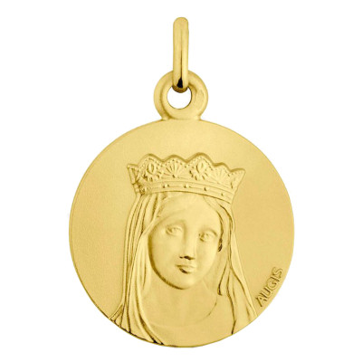 Médaille Vierge Marie Couronnée, Or Jaune 750, 18mm - Augis