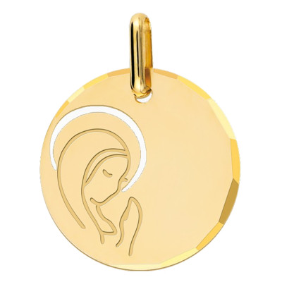 Médaille Vierge Auréole ajourée, Or jaune, 16mm - Lucas Lucor