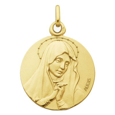 Médaille Vierge Pleine de Grâce, Or Jaune 750, 18mm - Augis