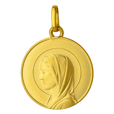 Médaille Vierge de profil, Or jaune, 15mm - Emanessence