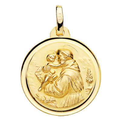 Médaille Saint Antoine, Or jaune 750, 16mm - Lumiosa