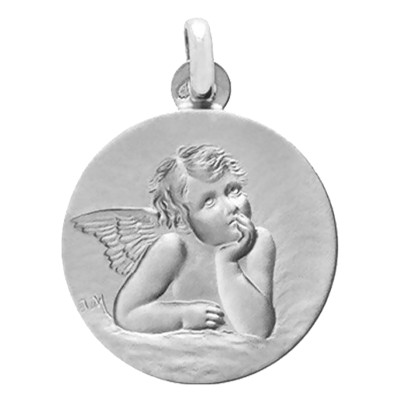 Médaille Ronde Archange Raphaël, Argent, 14mm - Emanessence