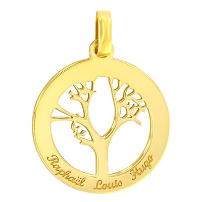 Médaille Arbre de vie personnalisée, Or jaune, 21mm - Lumiosa