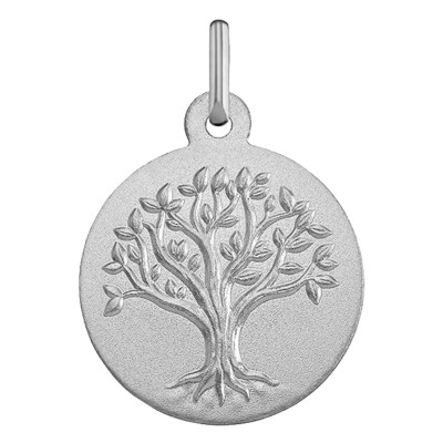 Médaille Arbre de Vie en relief, Or blanc 750, 18mm - Argyor