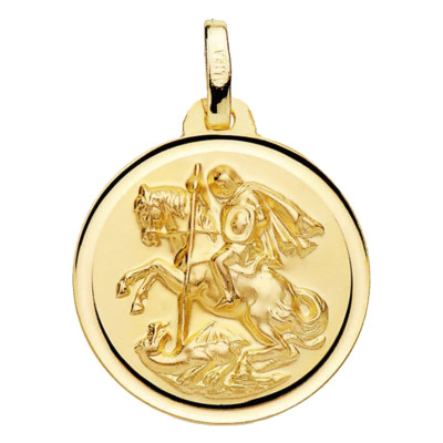 Médaille Saint Georges, Or jaune 750, 18 mm - Lumiosa