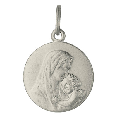 Médaille Vierge à l'Enfant, Argent, 17mm - Emanessence