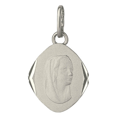 Médaille Losange Sainte Vierge, Argent, 17x14mm - Emanessence