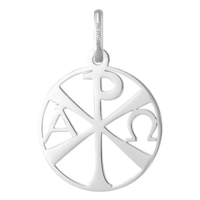Médaille Chrisme ajourée, Or blanc 750, 18mm - Argyor