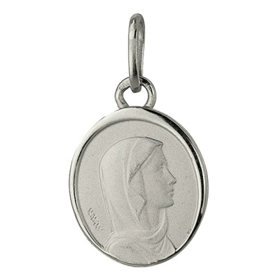 Médaille Ovale Vierge Marie, Argent, 11x13mm - Emanessence