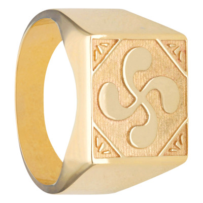 Chevalière Carrée Croix Basque, Or Jaune 750 - Imperium