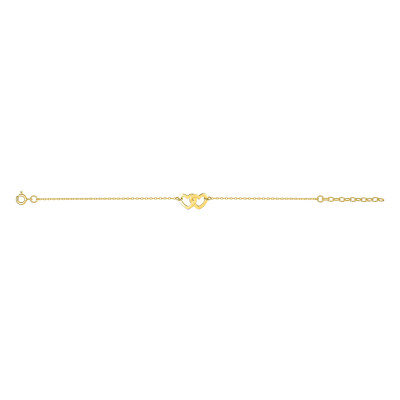 Bracelet Coeurs Entrelacés, Plaqué Or Jaune, 18 cm - Emanessence