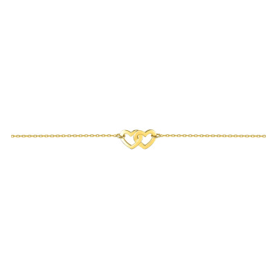 Bracelet Coeurs Entrelacés, Plaqué Or Jaune, 18 cm - Emanessence