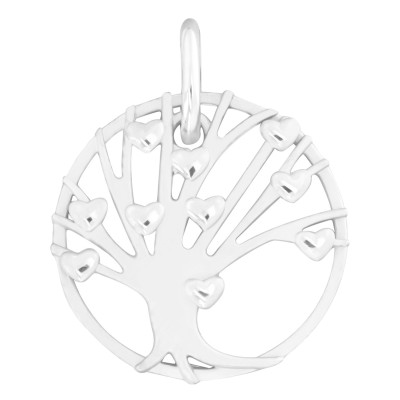 Médaille Arbre de Vie Ajouré & Coeurs, Argent 925, 20mm - Emanessence
