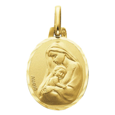 Médaille La Vierge et l'Enfant, Or jaune 750, 16 & 18mm - Augis