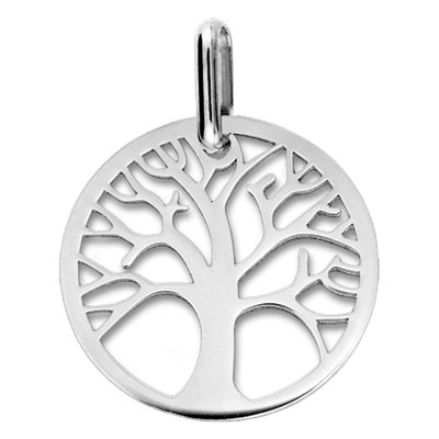 Médaille Arbre de Vie ajouré, Or blanc, 17mm - Lucas Lucor