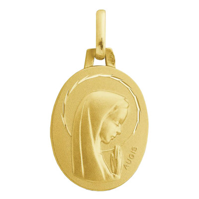 Médaille Ovale Vierge Auréolée, Or Jaune 750, 16x13mm - Augis