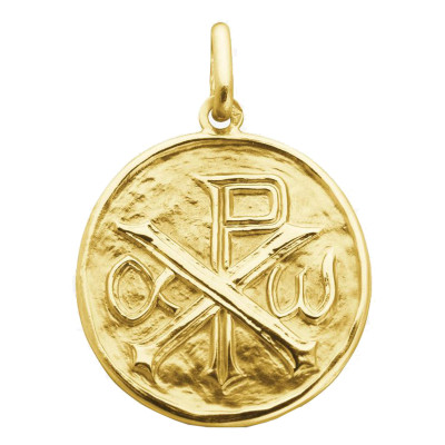 Médaille Chrisme Monogramme du Christ, Or Jaune 750, 18mm - Augis
