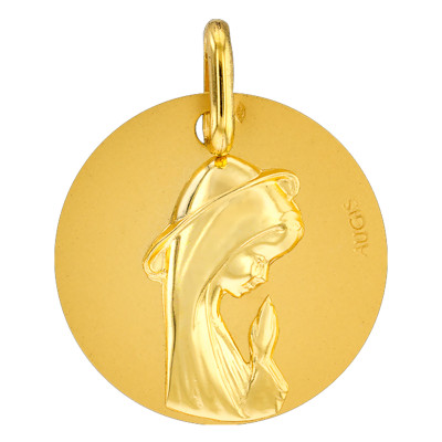 Médaille Vierge en Prière, Or Jaune 750, 16mm - Augis