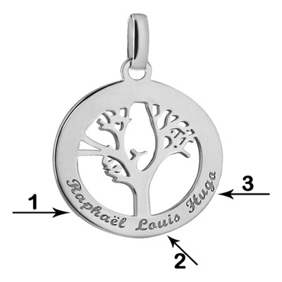 Pendentif Arbre de vie personnalisée, Argent, 21mm - Lumiosa