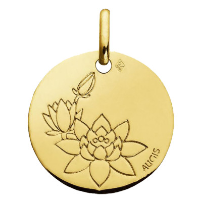 Médaille Fleur de Lotus, Or Jaune 750, 16mm - Augis