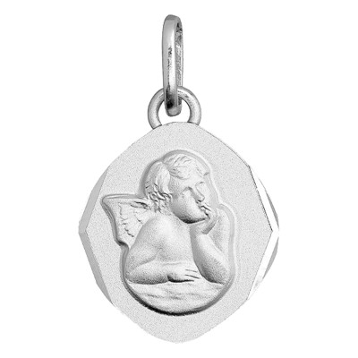Médaille Losange Ange Raphael, Argent, 15x15mm - Emanessence