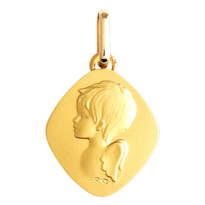 Médaille Losange Ange, Or Jaune 750, 14x15mm - Lucas Lucor