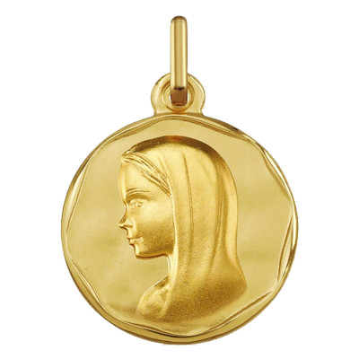 Médaille Vierge Bord Cachet, Or jaune 750, 16mm - Argyor