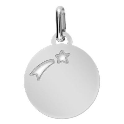 Médaille Etoile Filante, Or Blanc, 15mm - Lucas Lucor