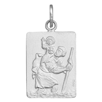 Médaille Rectangulaire Saint Christophe, Argent, 15x20mm - Emanessence