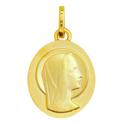 Médaille Sainte Vierge de profil, Or jaune 375, 14x13mm - Emanessence
