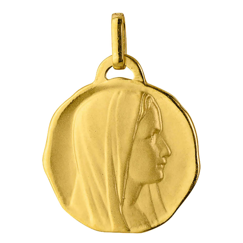 Médaille Ronde Vierge de profil, Or jaune 750, 14mm - Vandona
