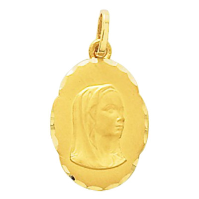 Médaille Vierge, facettée, Or jaune 750, 16x12mm - Emanessence