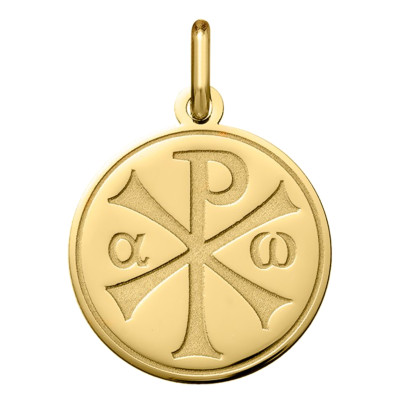 Médaille Chrisme, Or jaune 750, 18mm - Argyor
