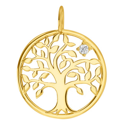 Pendentif Arbre de Vie, Diamant & Or Jaune 375, 17mm - Scarlett or Scarlett