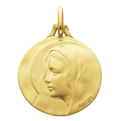Médaille Vierge Rêveuse Auréolée, Or Jaune 750, 16 à 20mm - Augis