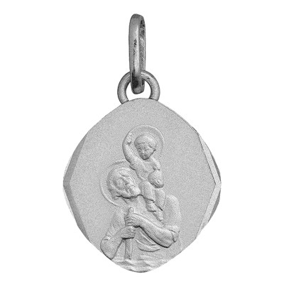 Médaille Losange Saint Christophe, Argent, 15x13mm - Emanessence