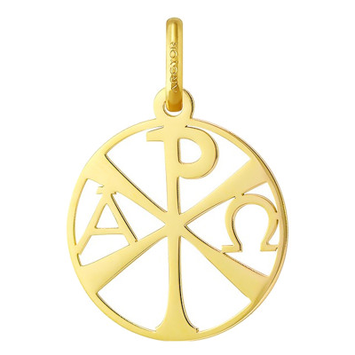 Médaille Chrisme ajourée, Or jaune 750, 18mm - Argyor