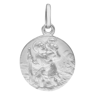Médaille Saint Christophe, Or Blanc 375, 15 mm - Emanessence