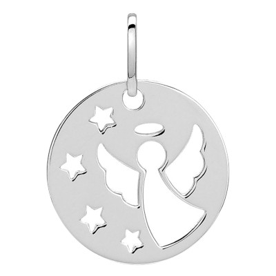 Médaille Ange Ajouré, Argent, 15mm - Emanessence