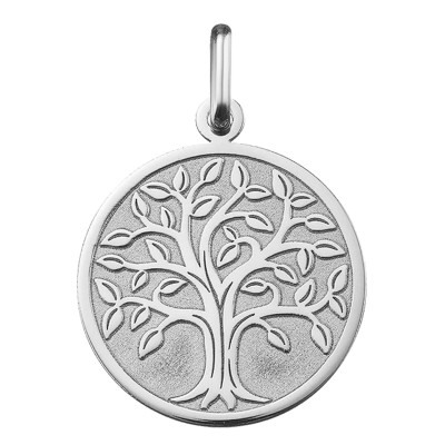 Médaille Arbre de Vie bord poli, Or blanc 750, 17mm - Argyor