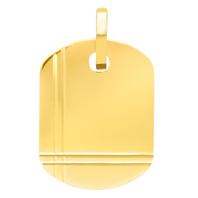 Plaque gravable tonneau rainurée , Or jaune, 20x15mm - Emanessence